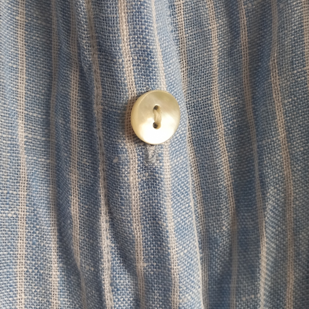 Vitamin A Playa Linen Boyfriend Shirt Summer Stripe EcoLinen M - Picture 8 of 16